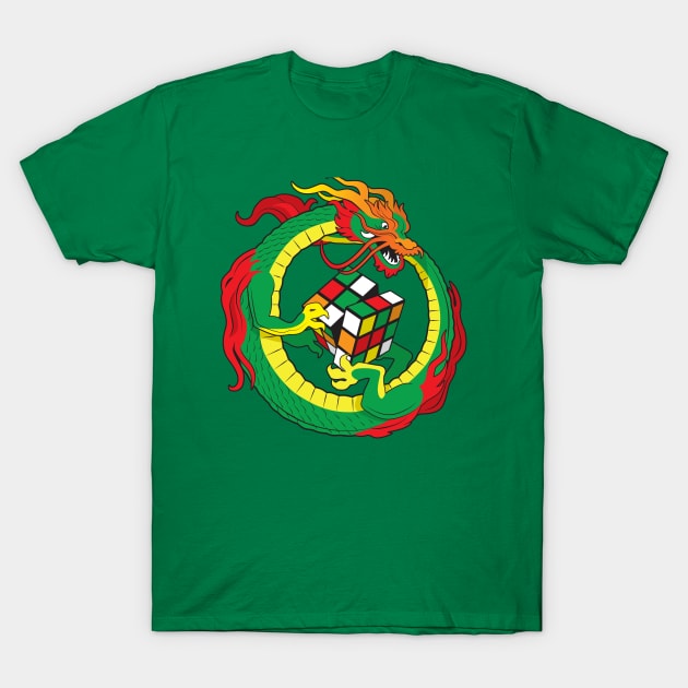 Rubik's cube dragon T-Shirt by goldengallery